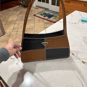 Prada Black and Brown Shoulder Bag